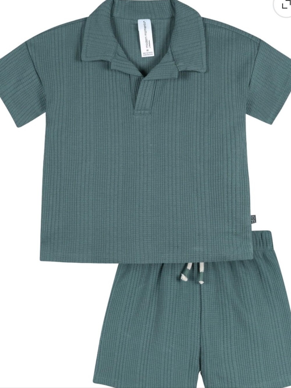Modern Moments by Gerber Baby and Toddler Boy Johnny Collar Top and Pant Set, 2-